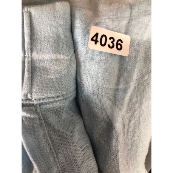 Madewell Pants Petite Pull-On Straight Crop Linen Blend Blue Heron NWT Size 8P - Picture 11 of 12